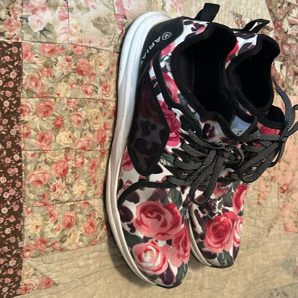 Ariat Women's Floral Black and Pink Sneakers - Picture 2 of 4